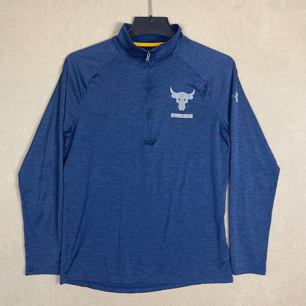 Under Armour Project Rock Mens S 1/4‎ Zip Long Sleeve Athletic Shirt Blue